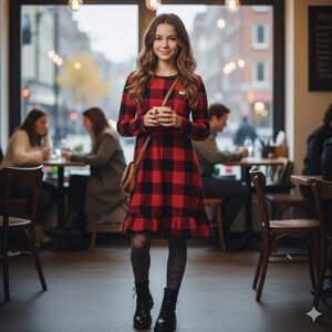 Boss Kids Red and Black Plaid Shirt